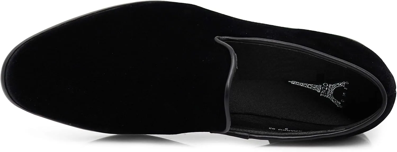 SPT03 Men's Vintage Plain Velvet Dress Loafers Slip On Shoes Classic Tuxedo Dress Shoes