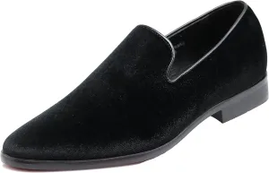 SPT03 Men's Vintage Plain Velvet Dress Loafers Slip On Shoes Classic Tuxedo Dress Shoes