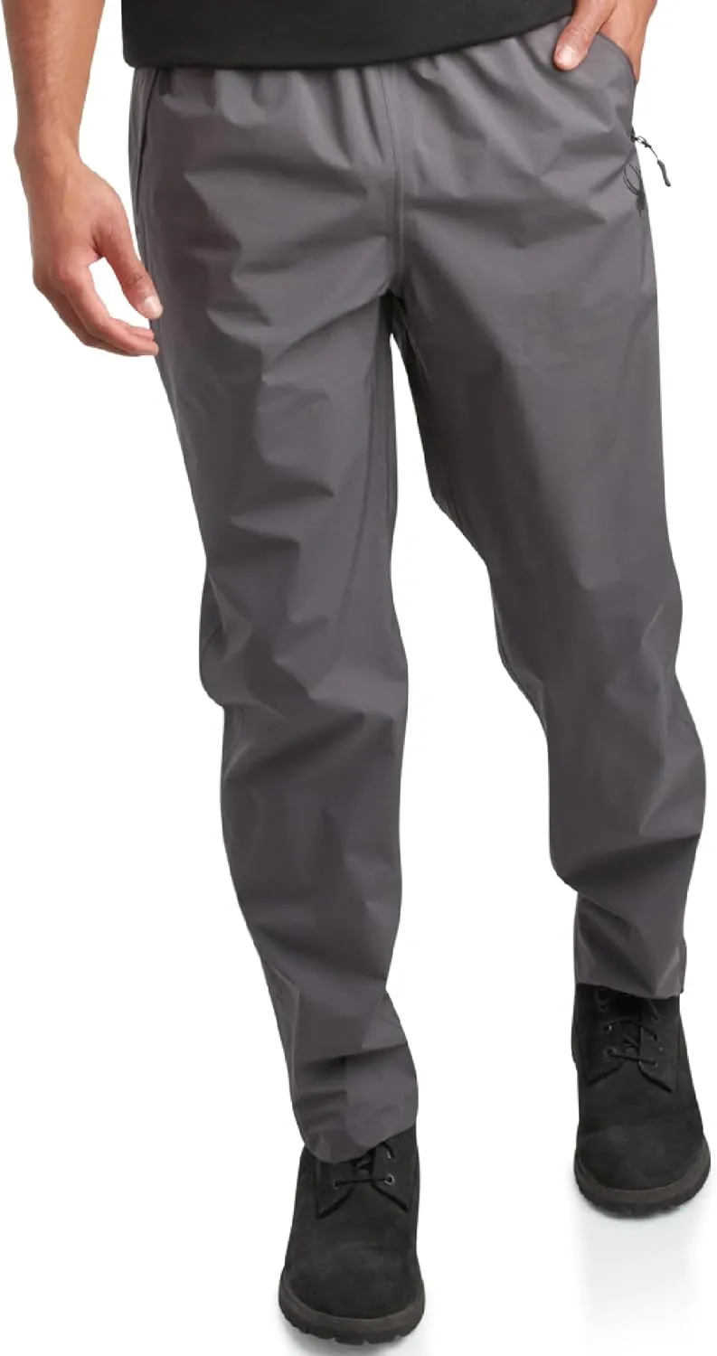 Spyder Mens Rain Pants - Waterproof Hiking Pants for Men, Lightweight Windproof Tactical Outdoor Gear with Elastic Waistband