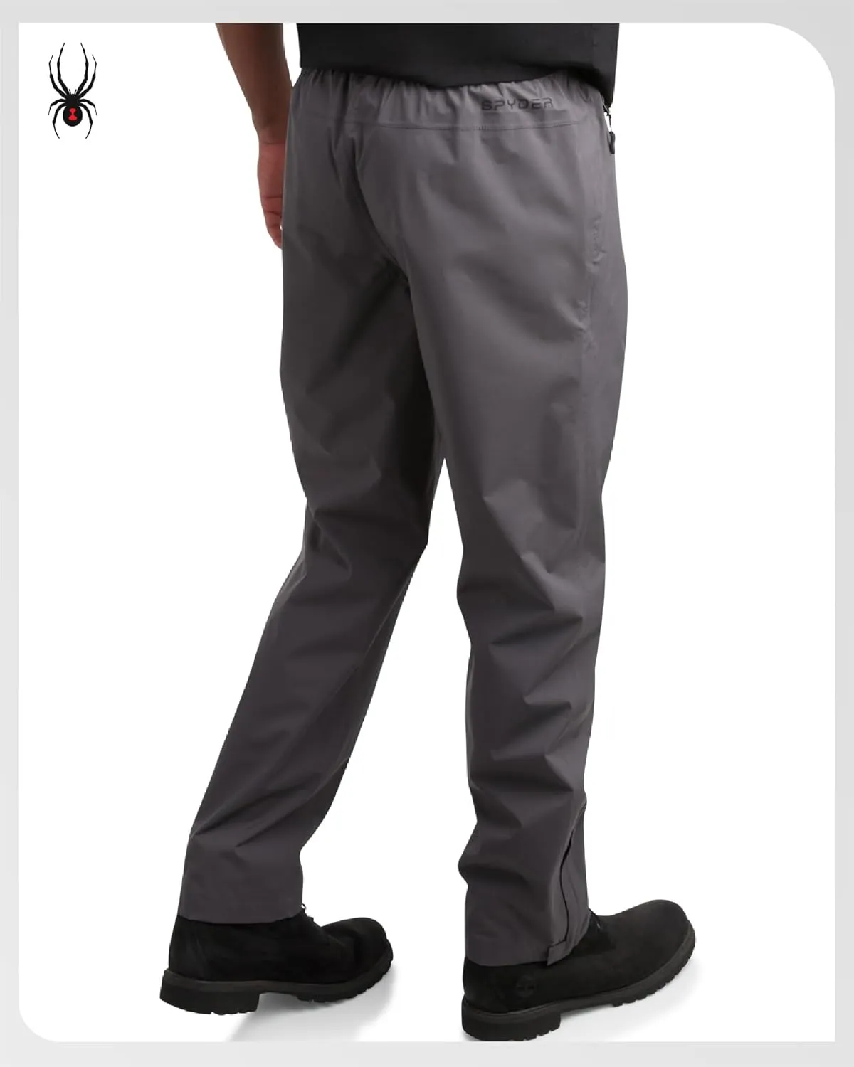 Spyder Mens Rain Pants - Waterproof Hiking Pants for Men, Lightweight Windproof Tactical Outdoor Gear with Elastic Waistband