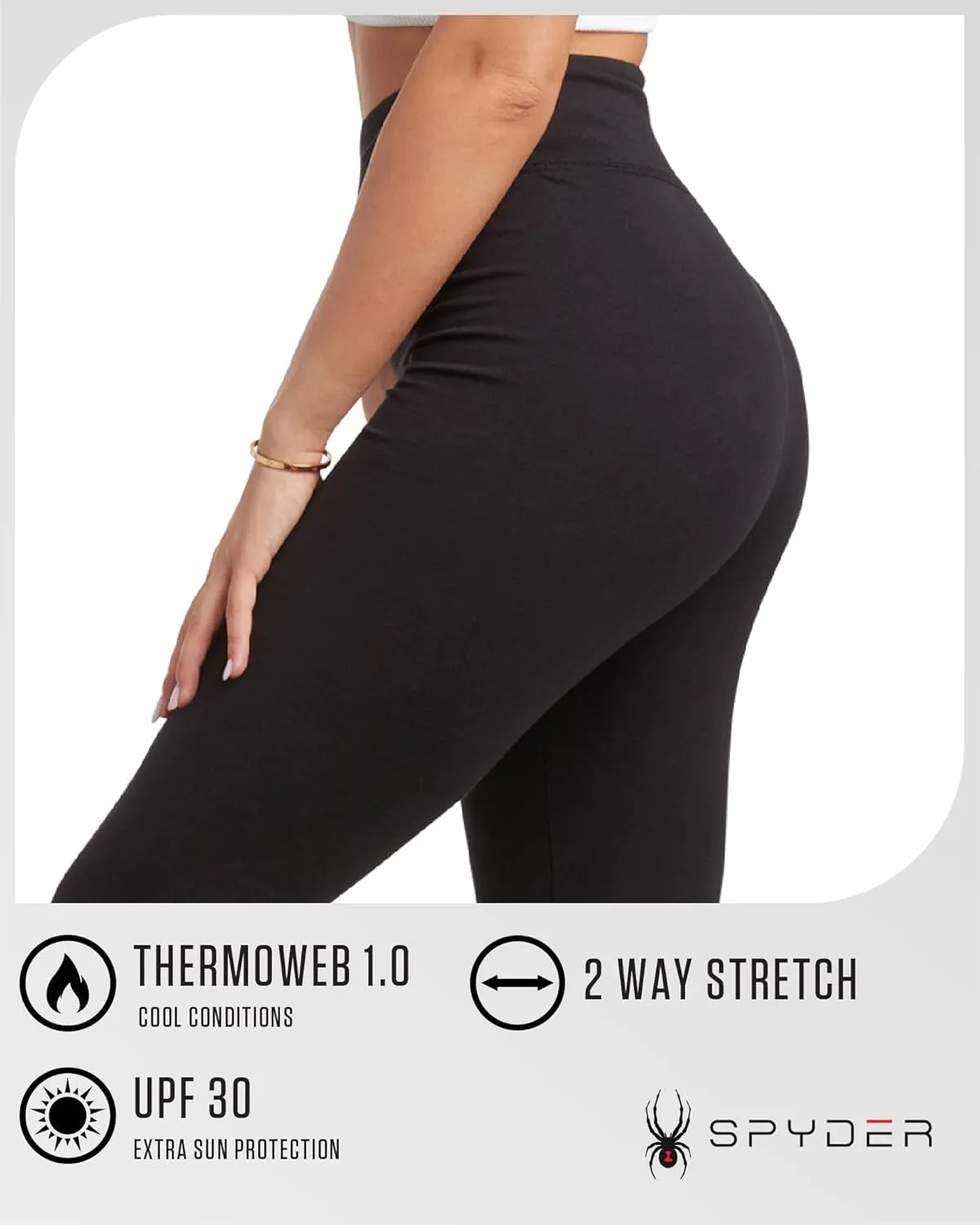 Spyder Women's Cotton Legging - Soft High Waisted 4-Way Stretch Wide Waistband Ankle Jersey Legging (Sizes: S-3X)