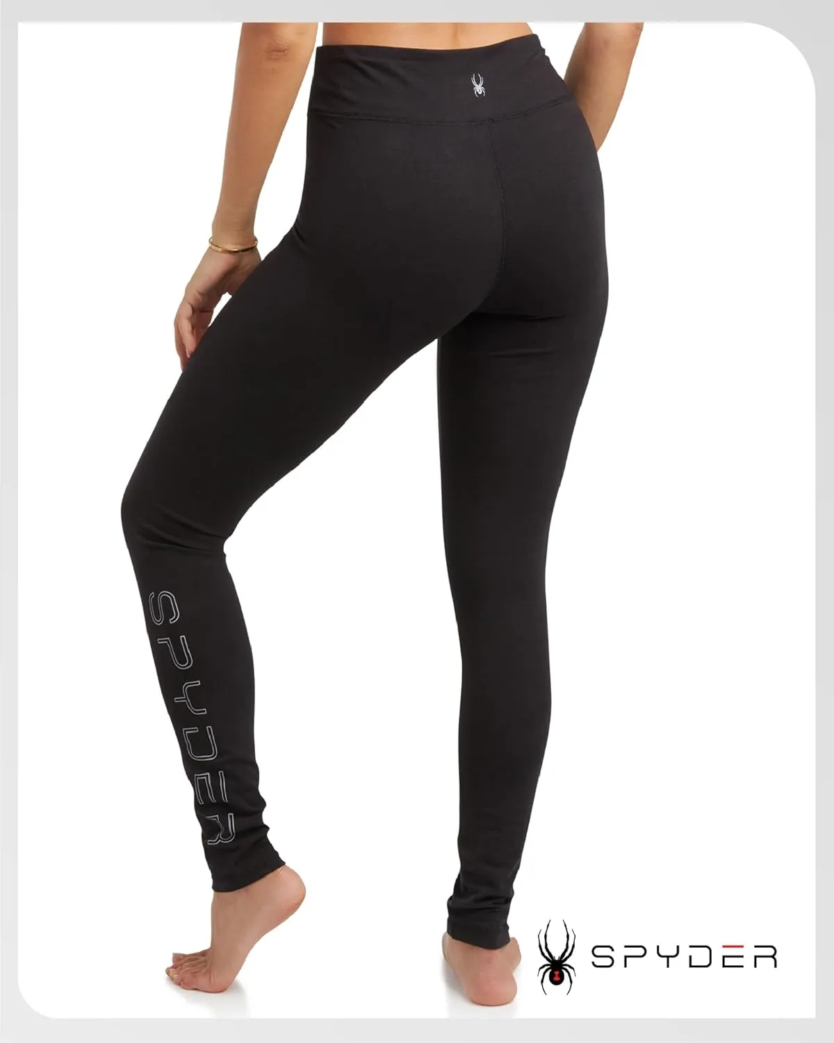 Spyder Women's Cotton Legging - Soft High Waisted 4-Way Stretch Wide Waistband Ankle Jersey Legging (Sizes: S-3X)