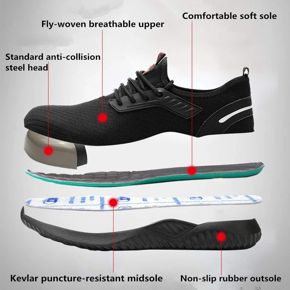 Steel Toe Shoes for Men Women Safety Shoes Work Sneakers Breathable Lightweight Industrial & Construction Shoe