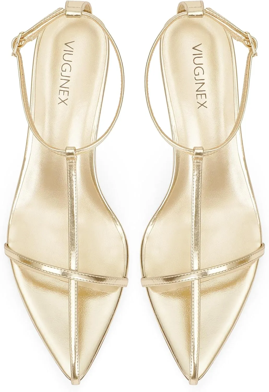 Strappy Heeled Sandals for Women with Open Pointed Toe, Interwoven T-Strap, Adjustable Ankle Strap, and Comfortable Low Kitten Heel
