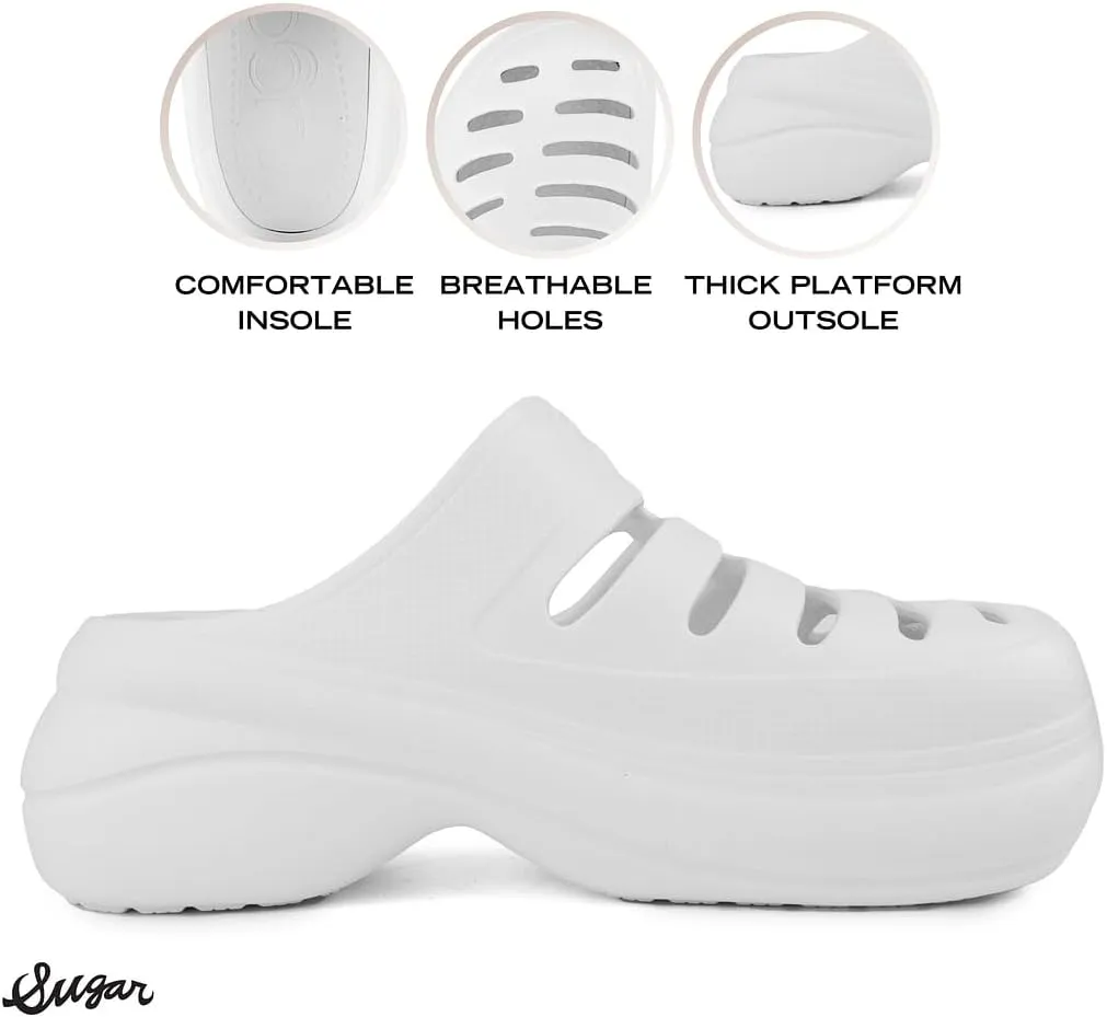 Sugar Women's Classic Clogs Platform Slip-On Sandals Outdoor Slippers – For Indoor, Outdoor, Beach, Pool – Deidra