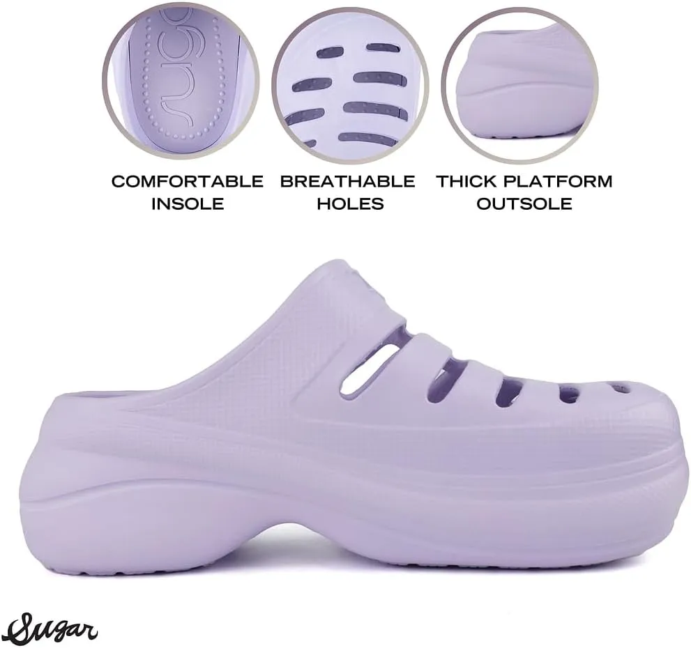 Sugar Women's Classic Clogs Platform Slip-On Sandals Outdoor Slippers – For Indoor, Outdoor, Beach, Pool – Deidra