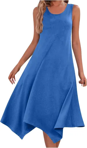 Summer Beach Dresses for Women 2024 Trendy Sleeveless Flowy Long Maxi Tank Dress Casual Loose Sundresses
