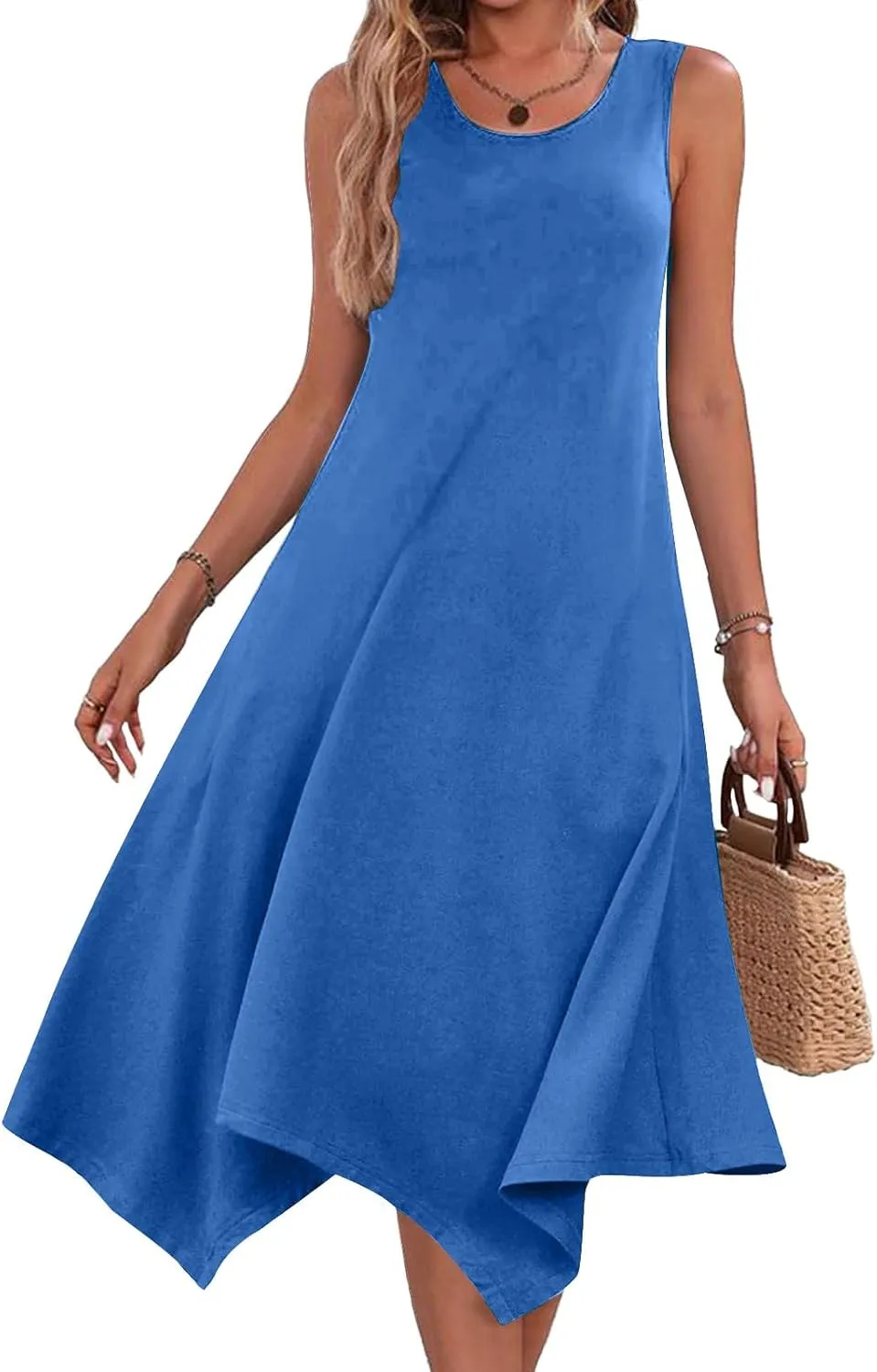 Summer Beach Dresses for Women 2024 Trendy Sleeveless Flowy Long Maxi Tank Dress Casual Loose Sundresses