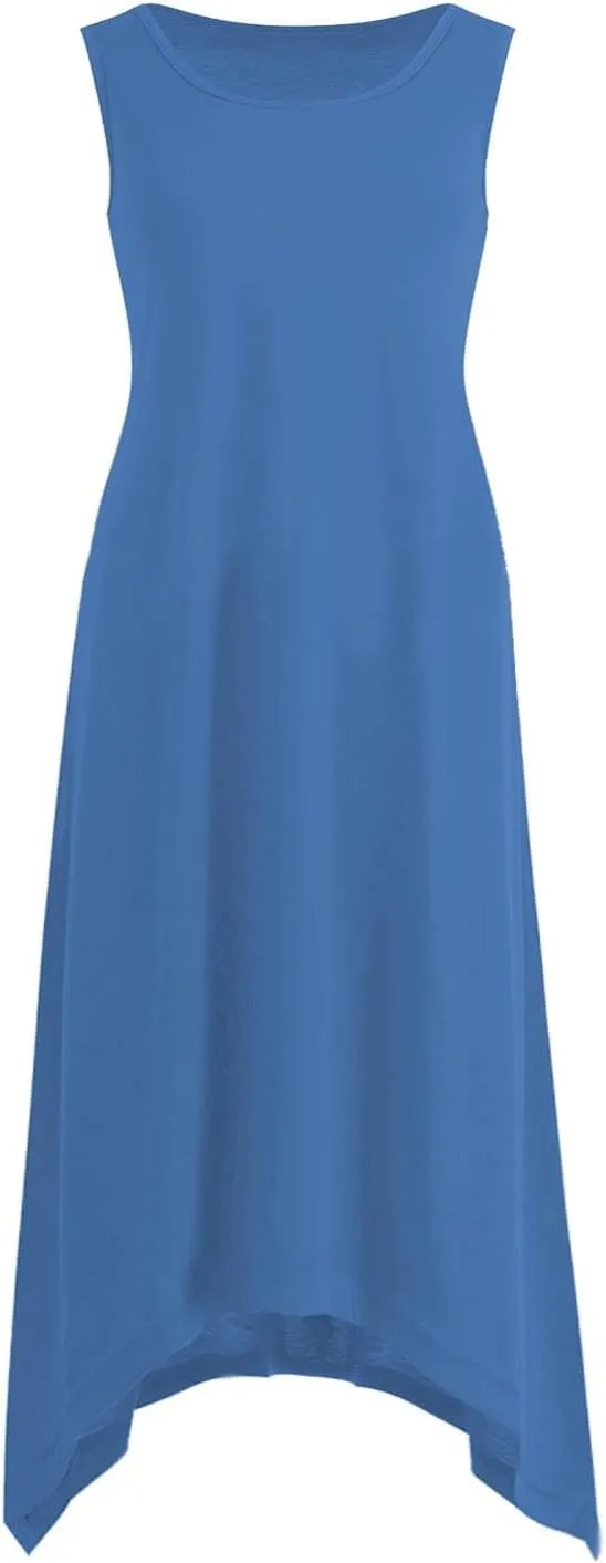 Summer Beach Dresses for Women 2024 Trendy Sleeveless Flowy Long Maxi Tank Dress Casual Loose Sundresses
