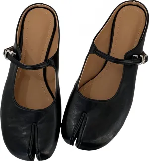 Tabi Shoes Mary Jane Mules Flats for Women Split Toe Strips Slip-On Slides Convenient Breathable Comfortable Casual Round Toe Retro Slippers Spring Summer Fall Back to School