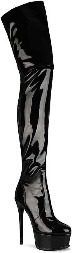 Thigh High Boots Women‘s Over The Knee Boots Fashion Sexy Platform Stiletto High Heels Patent Leather Rounded Toe Zipper Unisex Lug Sole Party Cosplay Boots