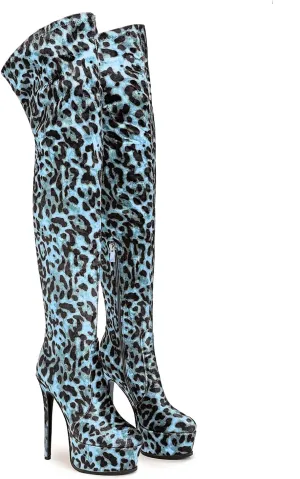 Thigh High Boots Women‘s Over The Knee Boots Fashion Sexy Platform Stiletto High Heels Patent Leather Rounded Toe Zipper Unisex Lug Sole Party Cosplay Boots