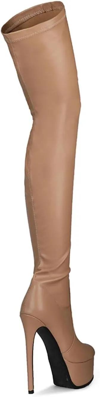 Thigh High Boots Women‘s Over The Knee Boots Fashion Sexy Platform Stiletto High Heels Patent Leather Rounded Toe Zipper Unisex Lug Sole Party Cosplay Boots