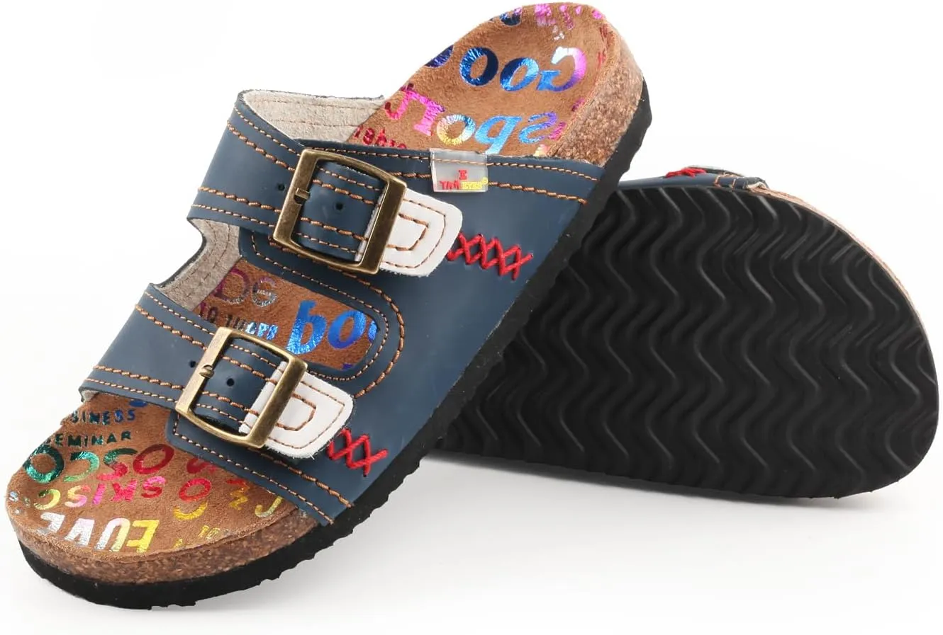TMA EYES Womens Casual Adjustable Buckle Athleti Slipper Memory Foam Cushion Non-Slip Orthopedic Comfortable Arch Supportive Cork Footbed Sandals
