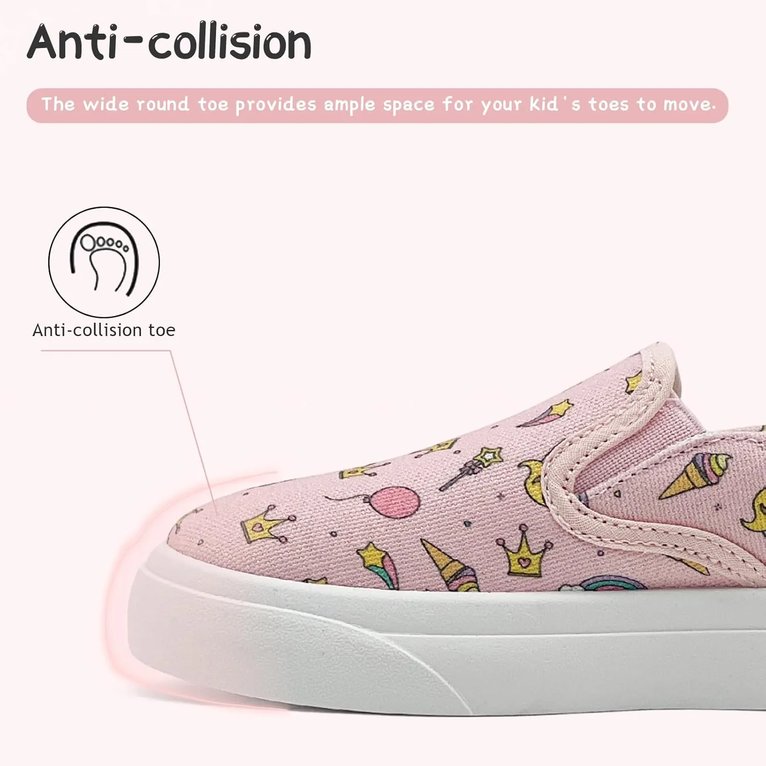 Toddler Shoes for Girls Boys Slip On Canvas Sneakers Lightweight Breathable Cartoon Low Top Kids Casual Walking Shoes
