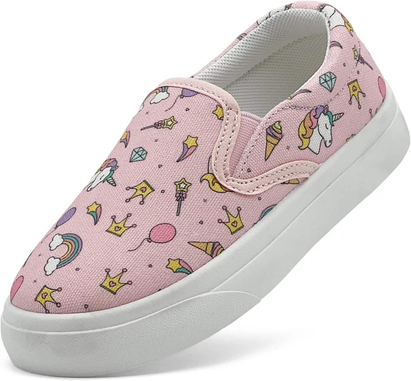 Toddler Shoes for Girls Boys Slip On Canvas Sneakers Lightweight Breathable Cartoon Low Top Kids Casual Walking Shoes