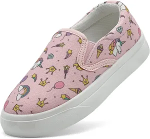 Toddler Shoes for Girls Boys Slip On Canvas Sneakers Lightweight Breathable Cartoon Low Top Kids Casual Walking Shoes