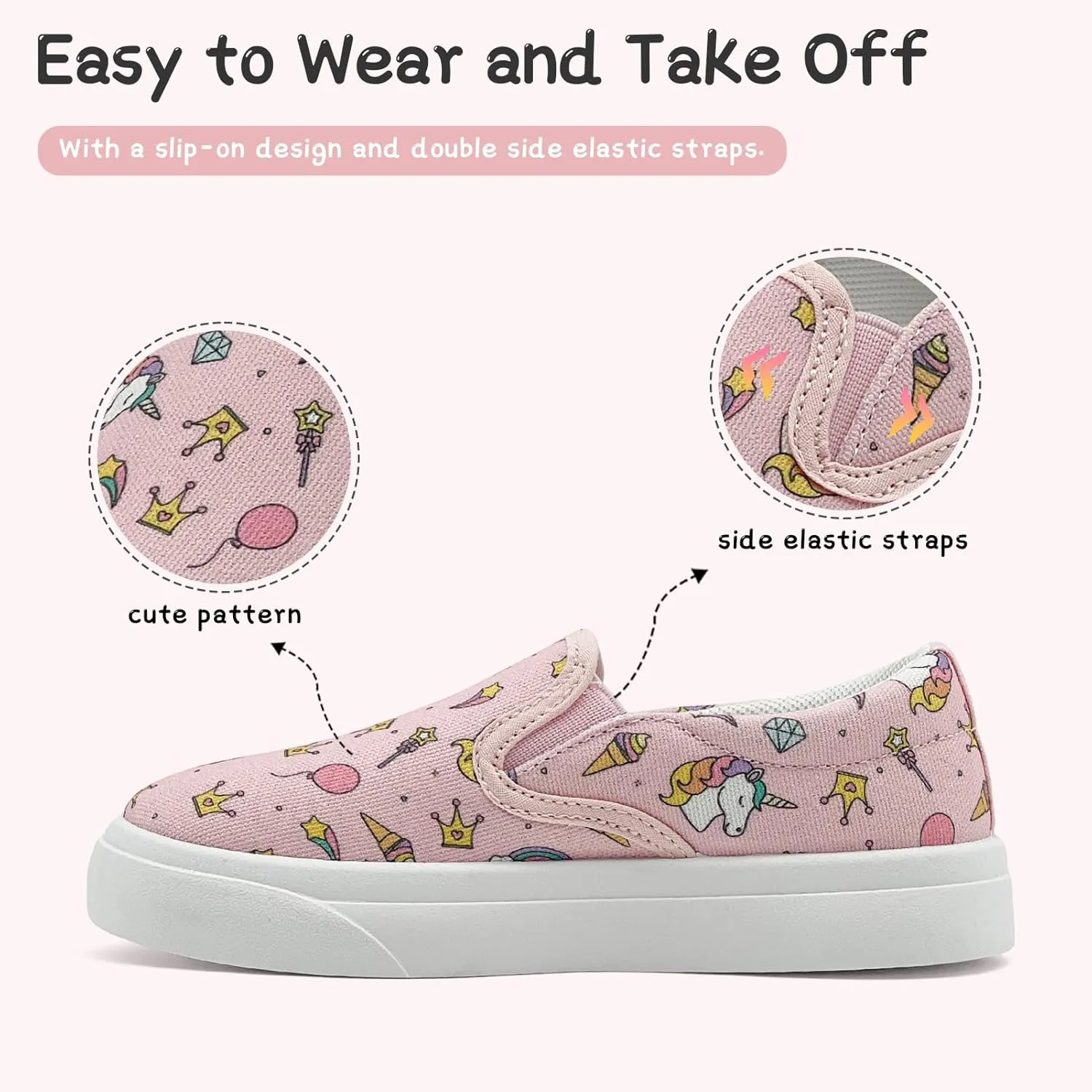 Toddler Shoes for Girls Boys Slip On Canvas Sneakers Lightweight Breathable Cartoon Low Top Kids Casual Walking Shoes