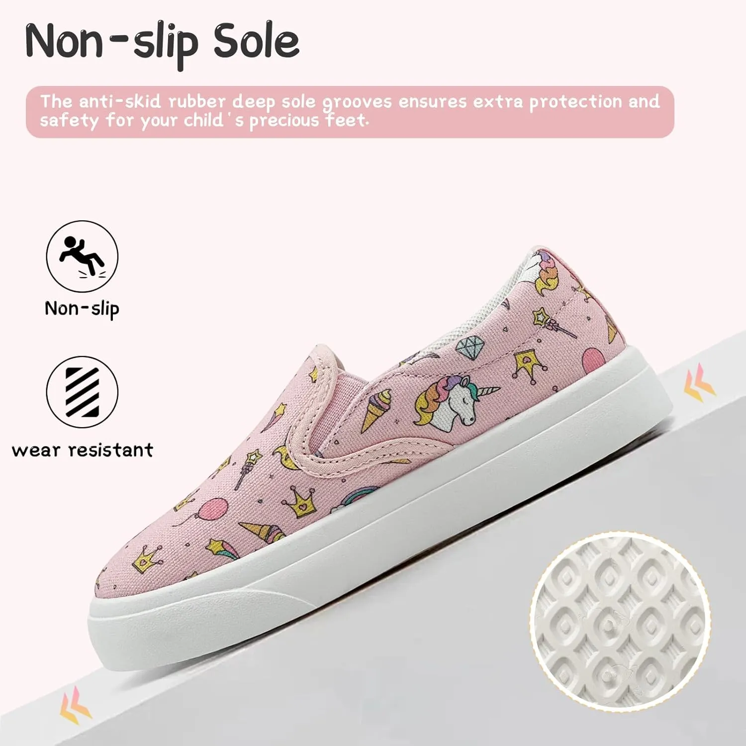 Toddler Shoes for Girls Boys Slip On Canvas Sneakers Lightweight Breathable Cartoon Low Top Kids Casual Walking Shoes