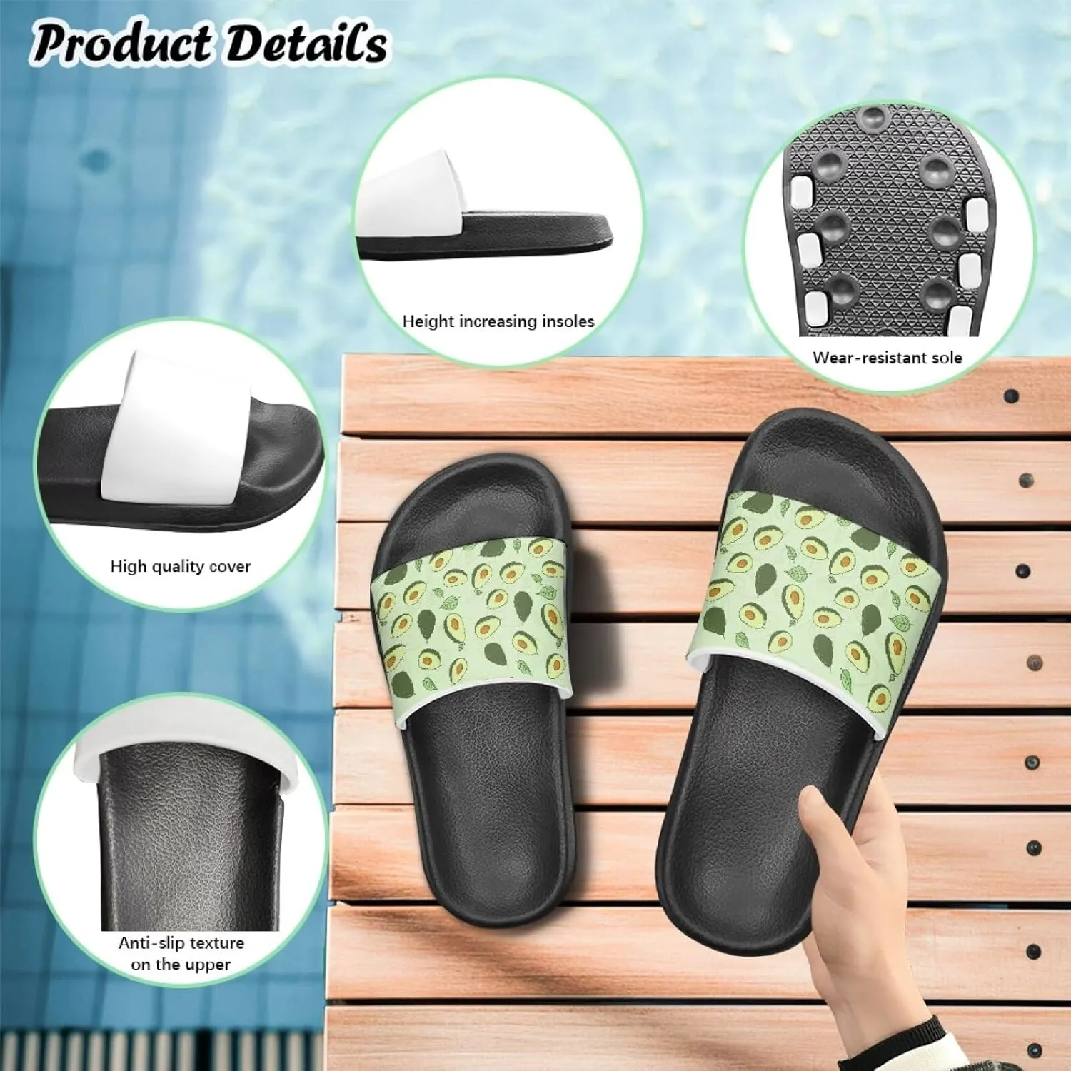 Toddler Slide Sandals Lightweight Slippers Slip Resistant Footwear Cushioned Thick Sole Beach Slides Pool Sandals