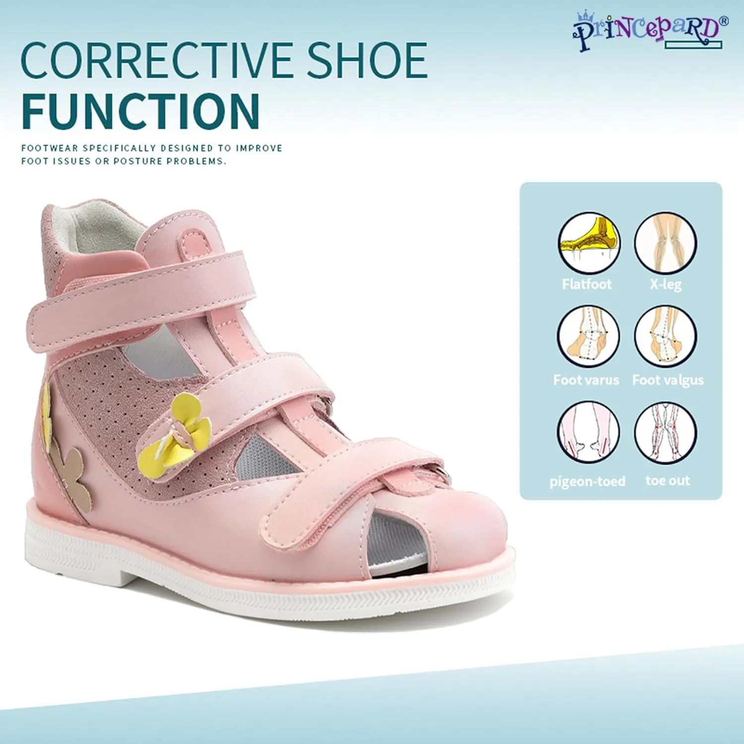 Toddlers Orthopedic Sandals with Arch Support,High-top Supportive Shoes