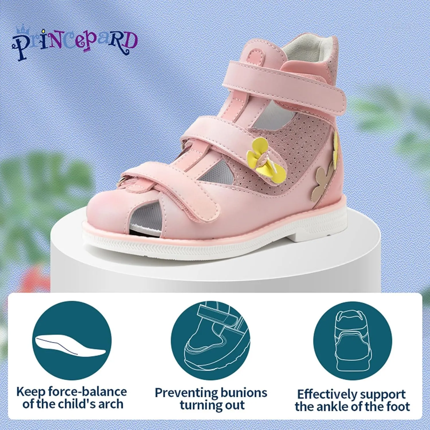 Toddlers Orthopedic Sandals with Arch Support,High-top Supportive Shoes