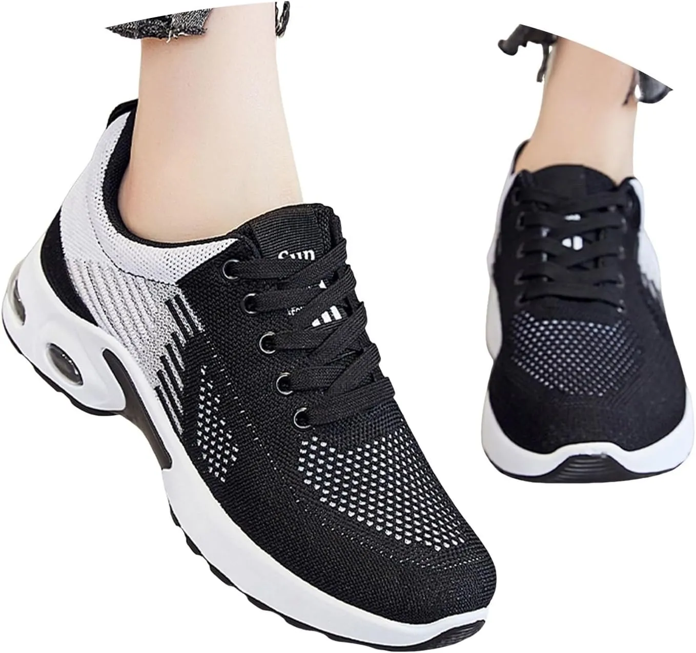 Walking Shoes Women Slip On Air Cushion Running Shoes Lightweight Tennis Mesh Breathable Comfort Fashion Sneakers