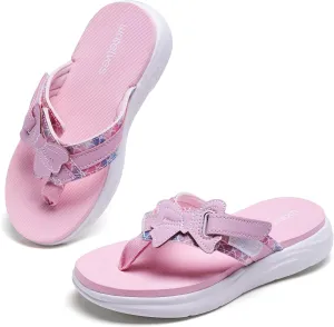WateLves Kids Flip Flops Boys Girls Adjustable Hook and Loop Sandals Non-Slip Summer Sandal Shoes for Beach Swim Pool (Little Kid/Big Kid)