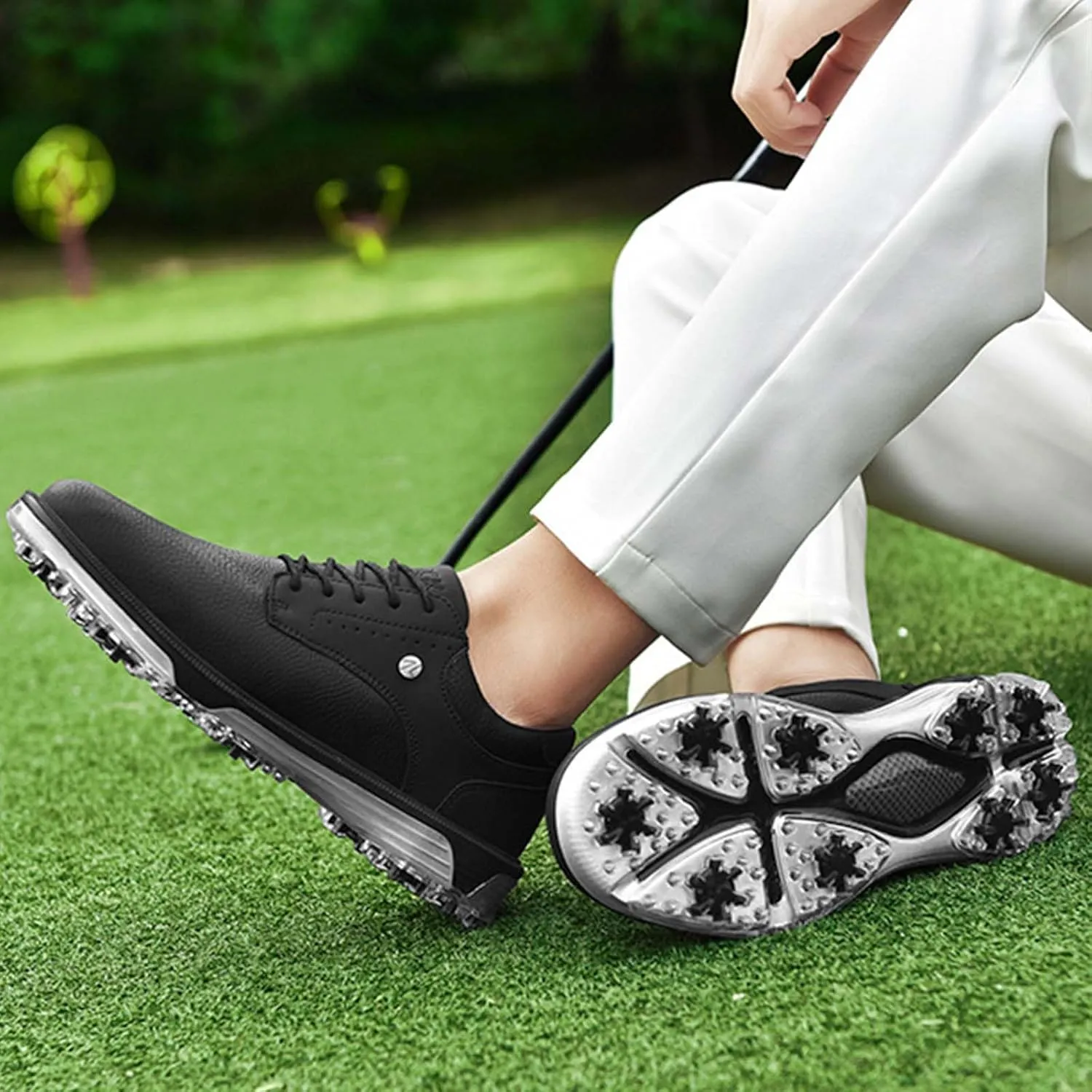 Waterproof Golf Shoes Mens with Spiked Lightweight Outdoor Comfortable Golf Training Sneakers