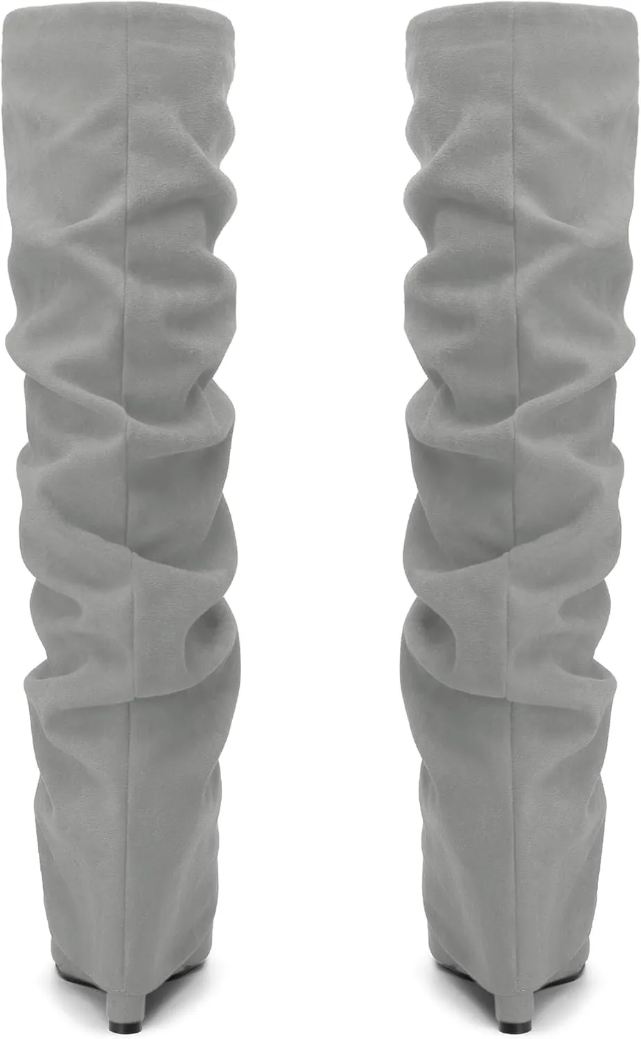 WAYDERNS Knee High Boots for Women Wedge Heel Slouchy Pointed Toe 4 Inch Pull on Tall Boots Comfortable Casual Work Party Fall Winter Shoes