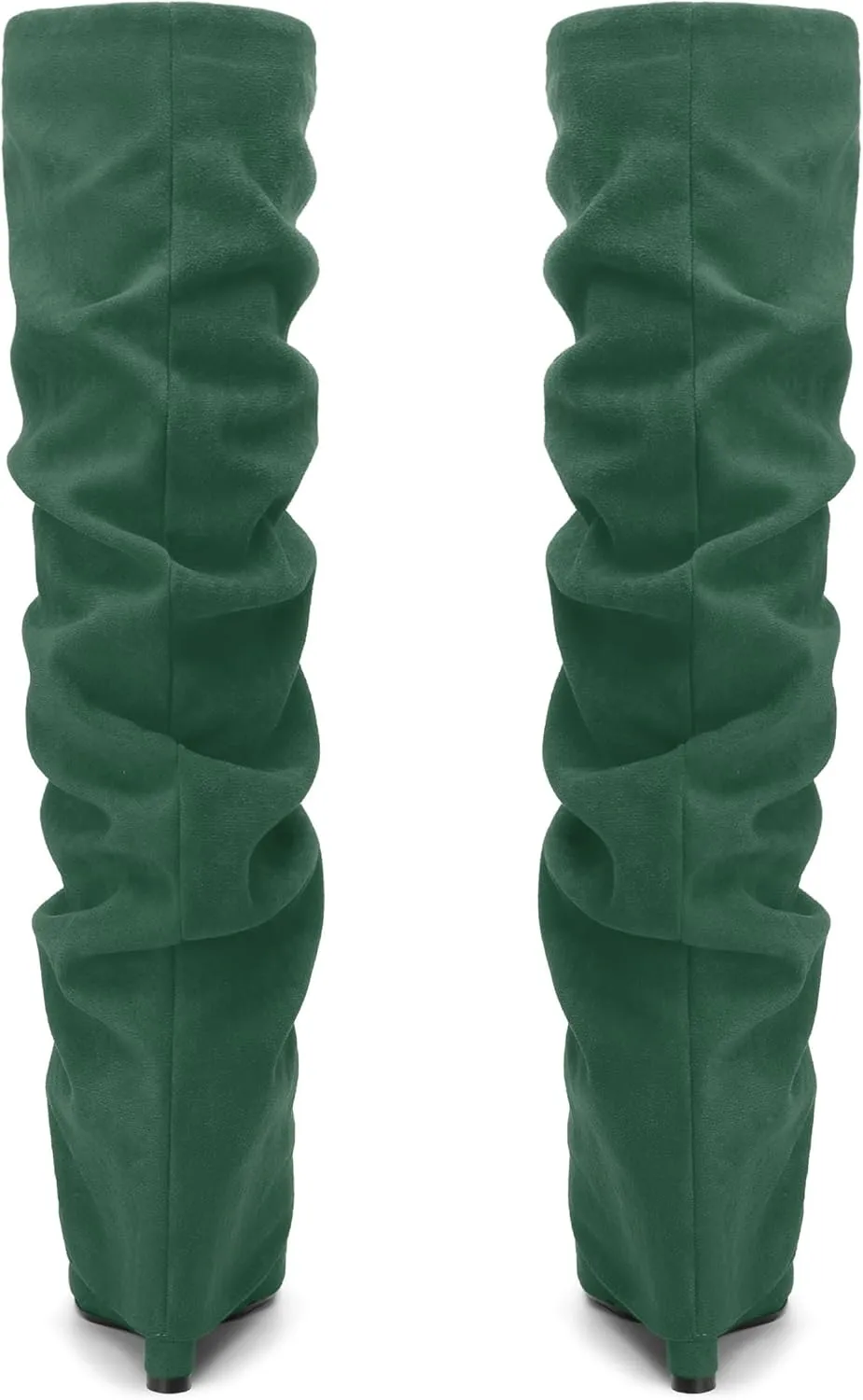 WAYDERNS Knee High Boots for Women Wedge Heel Slouchy Pointed Toe 4 Inch Pull on Tall Boots Comfortable Casual Work Party Fall Winter Shoes