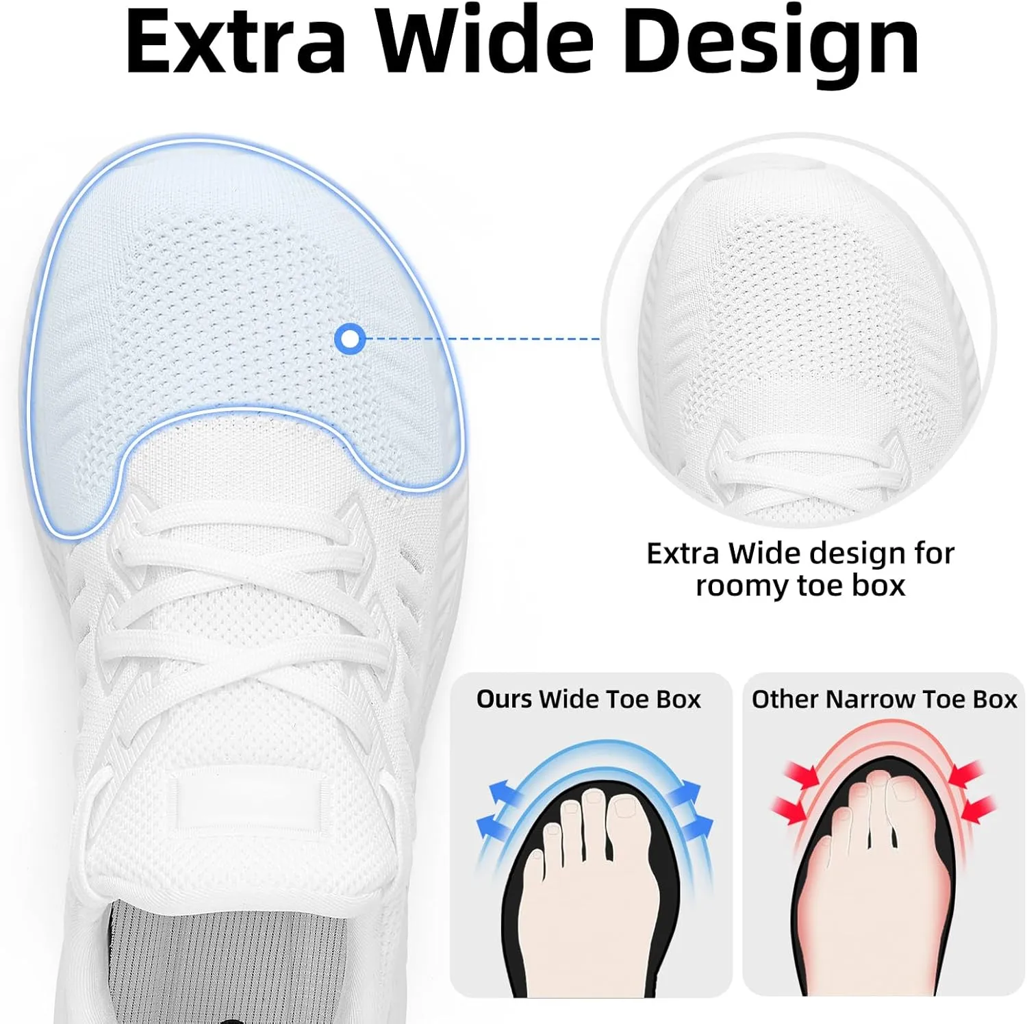 Wide Walking Shoes for Men Slip On Mens Running Shoes Tennis Shoes Lightweight Breathable Walking Sneakers Workout Gym Wide Sneakers