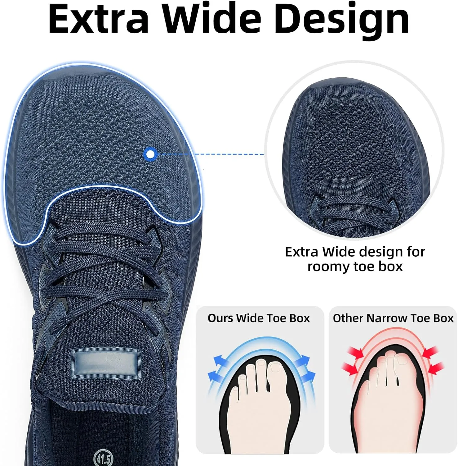 Wide Walking Shoes for Men Slip On Mens Running Shoes Tennis Shoes Lightweight Breathable Walking Sneakers Workout Gym Wide Sneakers