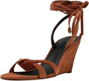 Women Fashion Strappy Ankle Strap Sandals Open Almond Toe Lace up High Heel Wedges Casual Party Club Summer Shoes Size 4-16 US