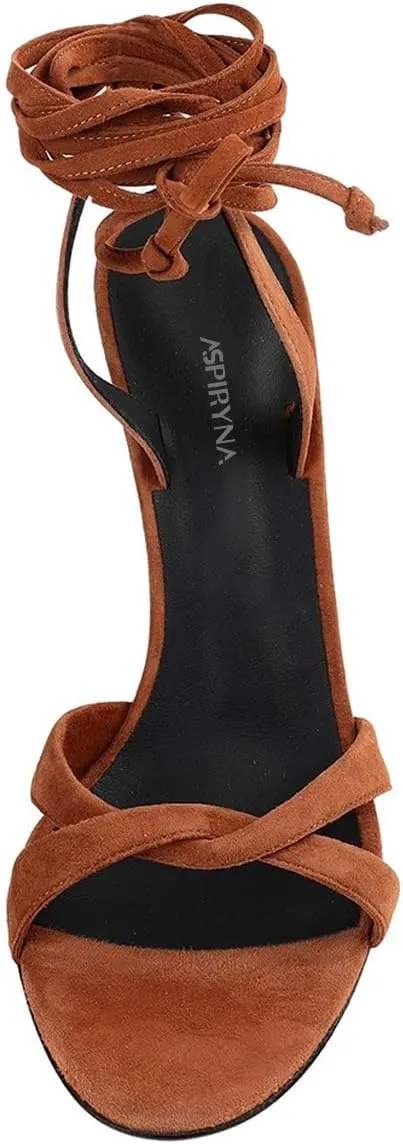 Women Fashion Strappy Ankle Strap Sandals Open Almond Toe Lace up High Heel Wedges Casual Party Club Summer Shoes Size 4-16 US