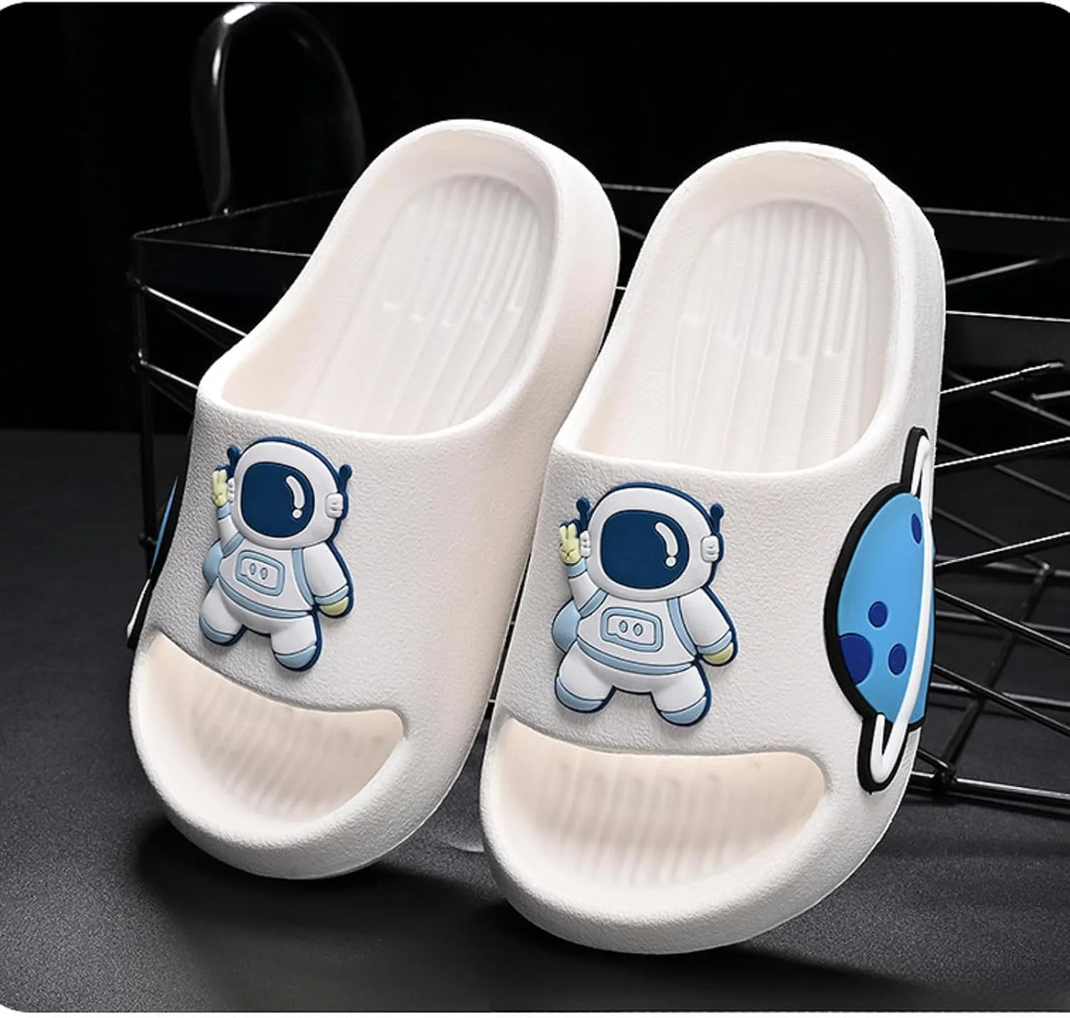 Women’s Astronaut Cosmos Sandals Space Planet Summer Slippers Blue Slides Cushioned Home Beach Indoor Outdoor Shower Shoes
