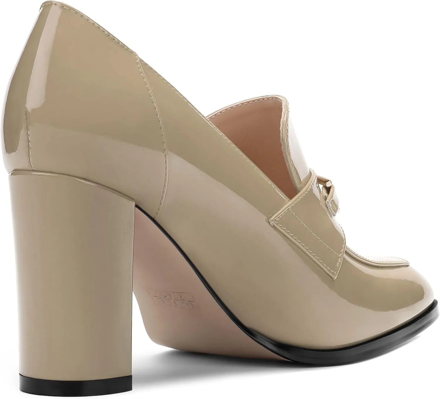 Womens Chunky Block Heels for Women Square Toe Patent Pumps, Slip on Loafers Office Party Prom Shoes 3 inch