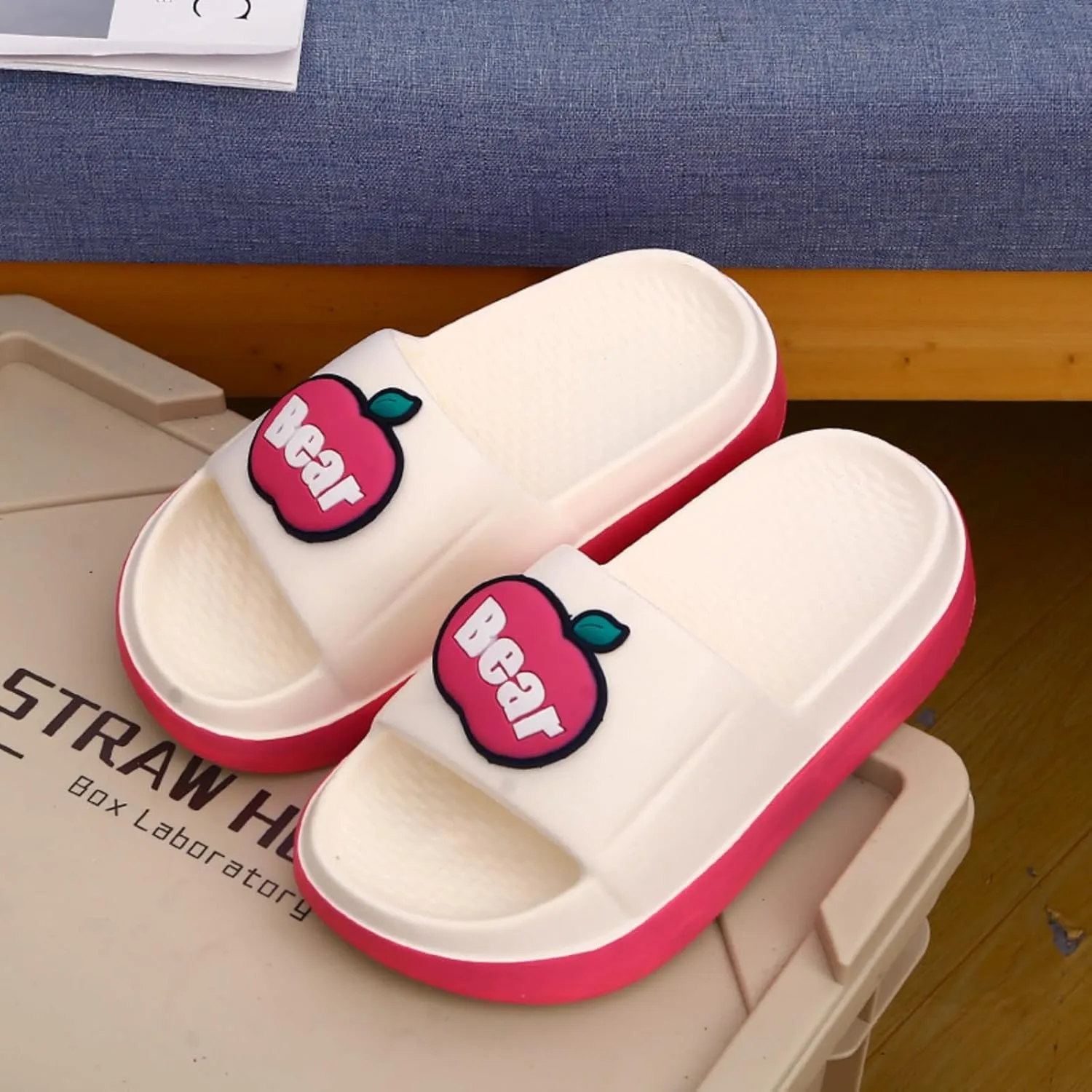 Womens Cute Summer Sandals Slippers Open-Toe Pillow Slides Cushioned Home Beach Indoor Outdoor Shower Shoes