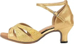Women's Latin Dance Shoes Ballroom Practice Dance Heels Dressy Wedding Bride Sandals Prom Graduation Business Heels