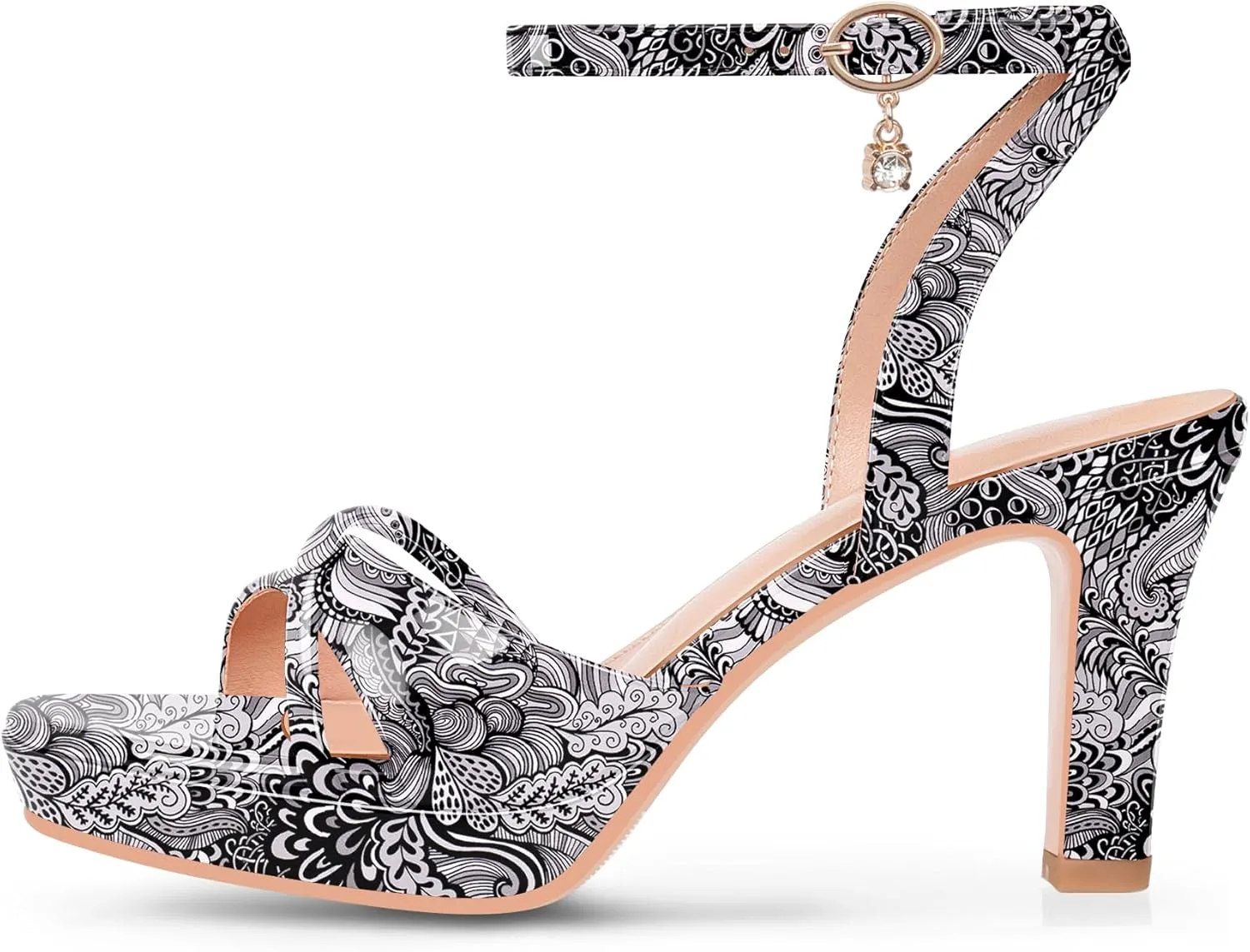Women's Platform Ankle Strap Chunky High Heel Sandals Open Round Toe Party Dress Shoes