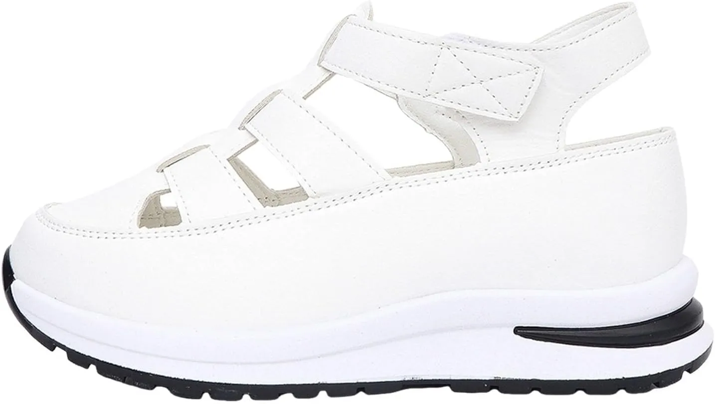 Women's Platform Sandals Hollow-Out Closed Toe Ankle Strap Wedge Sandal Height-Boosting Thick Sole Summer Casual Comfortable Walking Shoes