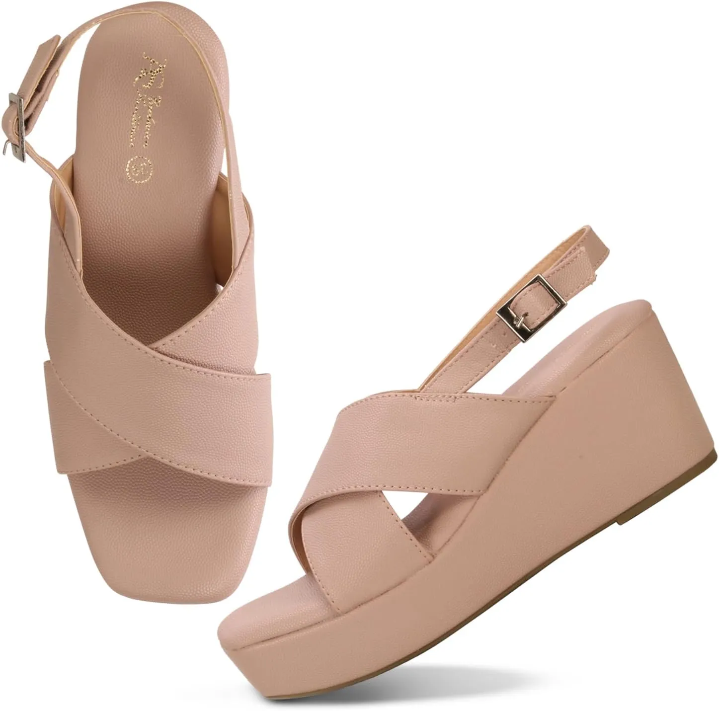 Women's Platform Wedge Sandal - Open Toe with Adjustable Ankle Strap, Comfortable Cushioned Footbed, Stylish Heels for Casual, Party, or Formal Wear