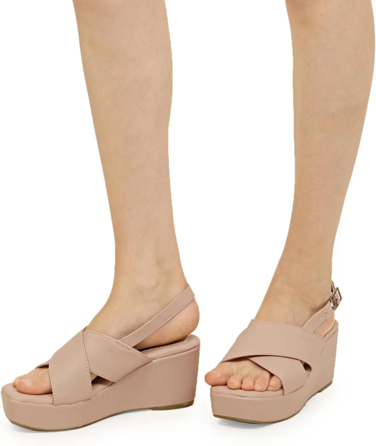 Women's Platform Wedge Sandal - Open Toe with Adjustable Ankle Strap, Comfortable Cushioned Footbed, Stylish Heels for Casual, Party, or Formal Wear