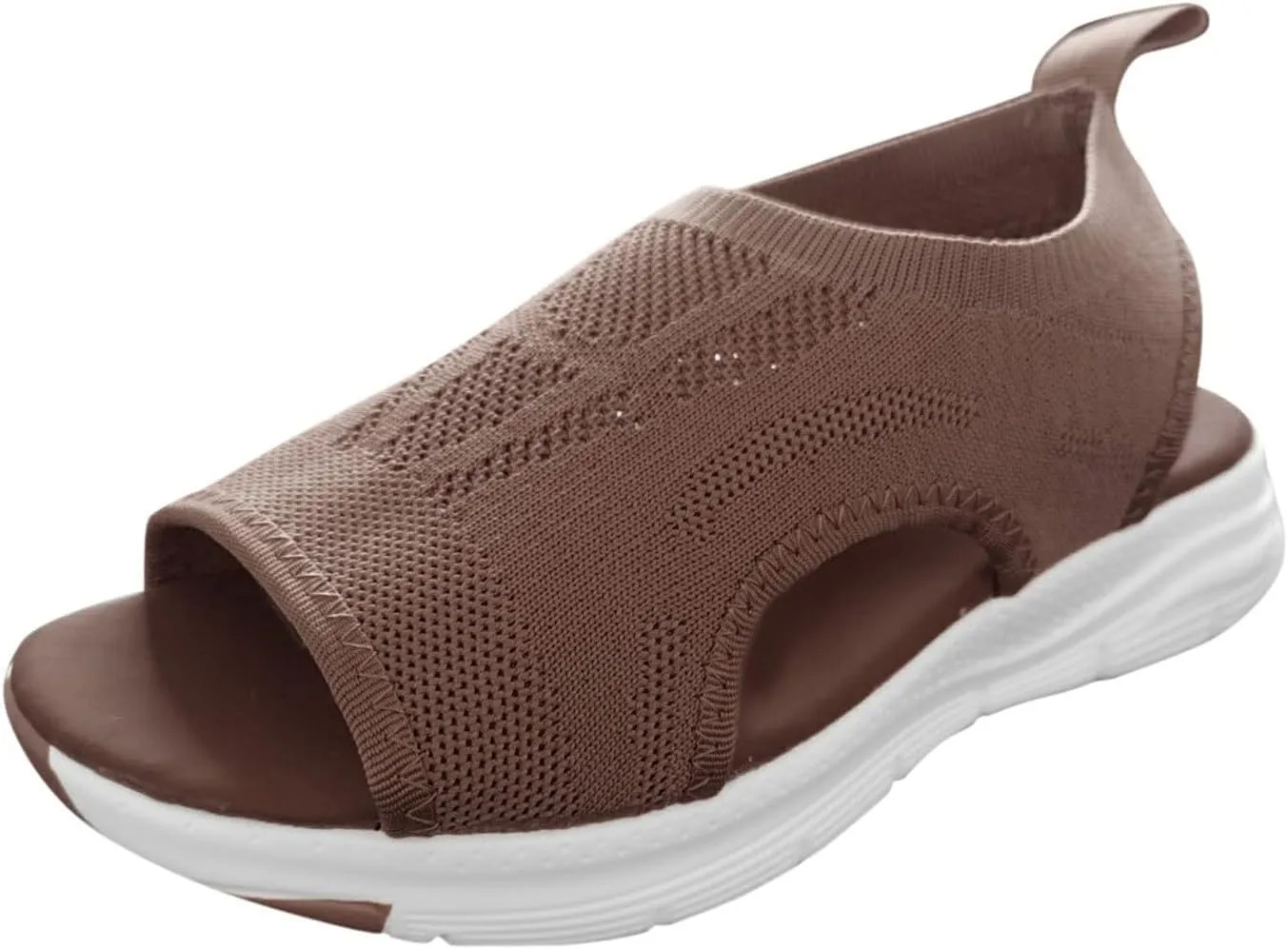 Womens Sandals Fish Mouth Mesh Breathable Comfortable Walking Arch Support Elastic Ankle Strap Platform Sandals