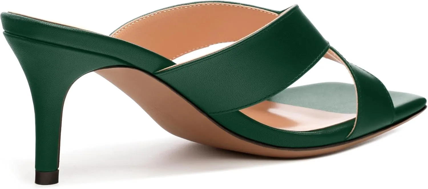 Womens Sandals Square Toe Kitten Heels Fashion Solid Matte Sandal 2.55 inch