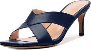 Womens Sandals Square Toe Kitten Heels Fashion Solid Matte Sandal 2.55 inch