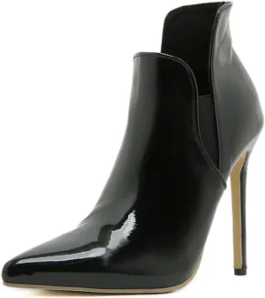 Women's Sexy Pointed Toe Stiletto Heels Ankle Boots With Elastic Panels Comfy High Heel Side Zip V Cut Fashion Stylish Booties Slip On Wedding Evening Party Dress Shoes 4.72IN