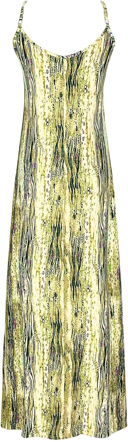 Womens Summer Maxi Dress Casual Boho Floral Spaghetti Strap Beach Coverups Fashion Long Flowy Vacation Sundress