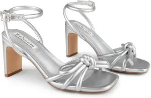 Zzheels Women's Square Toe Sandals Bowknot Chunky High Heels Strappy Bow Heels Dress Party Shoes